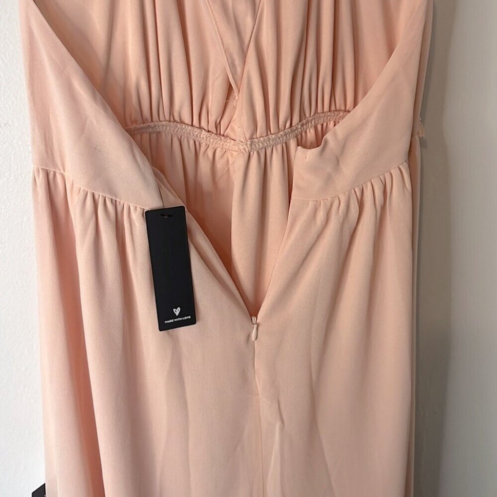 Lulu’s NWT Don't Let Go True Blush Halter Maxi Chiffon Prom Formal Dress Sz S - Picture 11 of 13